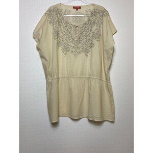 Ros Market 100% Cotton Top Tunic Shirt Blouse Boho Casual Summer Hippie LARGE